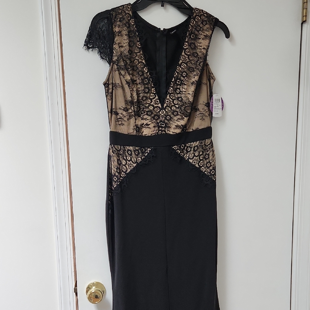 Windsor Black and Beige Lace Maxi Dress
